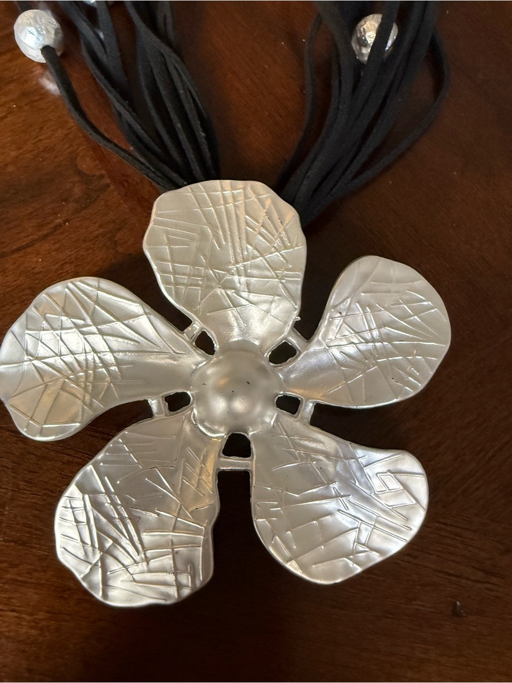 Silver Flower Pendant Necklace - Women